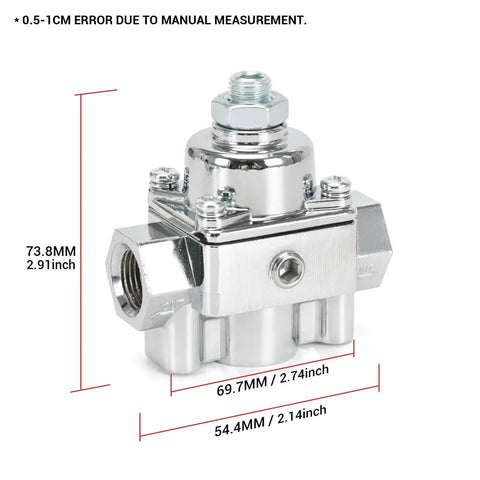 Adjustable Fuel Pressure Regulator With Gauge For Holley And Edelbrock Carburetors, 1 To 4 PSI, 3/8 NPT, Model 12-804 front view