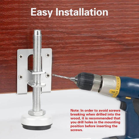 4 Pack Heavy Duty Adjustable Furniture Leveling Feet With Load Levelers For Tables Cabinets Benches And Appliances Height Adjustable From About Three Quarters Of An Inch To About Three And A Half Inches Sturdy L Shape Tray Bracket For Maximum Stability installed under wooden surface with drill