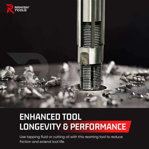 Adjustable Hand Reamer Tool Set Delivers Precise Hole Finishing From 15/32 To 1-1/16 Inches In Metal And Wood With Carbon Steel Blades And A Durable Mild Steel Body For Clean Accurate Reaming Rahish Tools showing metal cutting