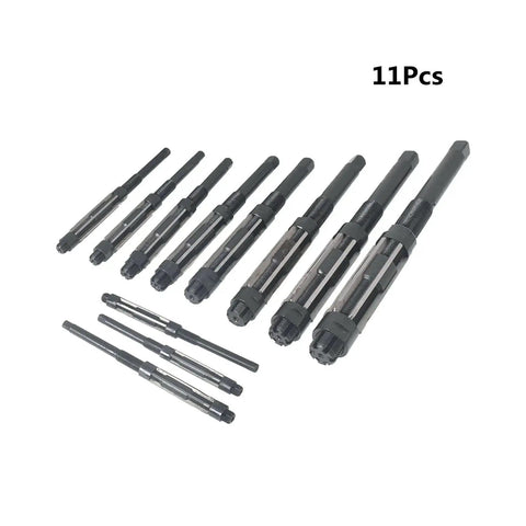Durable Adjustable High Speed Steel Hand Reamer Set For Drilling Machines 11 Pieces H4 Through H14 Size Range 0.46875 Inch To 1.5 Inch Straight Flute