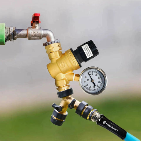 Adjustable Handwheel RV Water Pressure Regulator With Gauge And Inlet Screened Filter For Camper And Travel Trailer by Hourleey