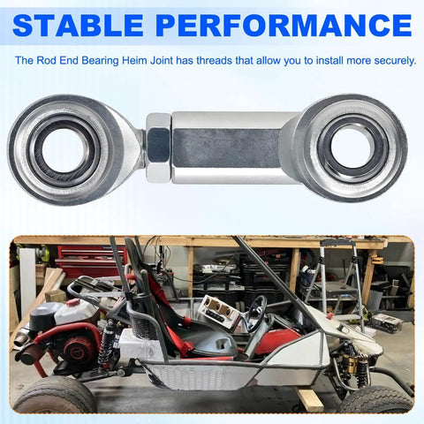 Economy adjustable heim joint rod end kit with right hand 1/2-20 thread, steel construction for sway bar bushings and mounts in garage