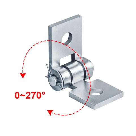 Six piece two hole adjustable hinge brackets for 1-5/8 inch strut channel, 7/32 inch thick with 9/16 inch mounting holes