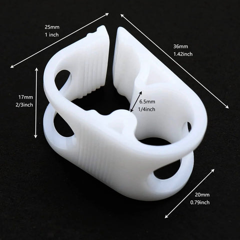 LUORNG Flow Control Hose Clamp Set 4 Pieces For 1/4 To 1/2 Inch Tube OD Adjustable Plastic Tube Clamp, white clamp dimensions.
