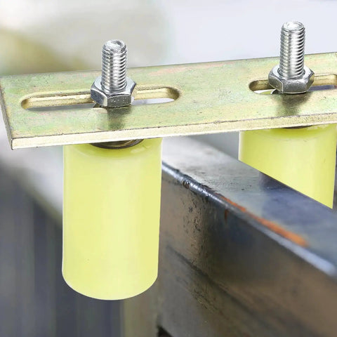 Two Adjustable L Brackets For Sliding Doors With Guide Roller Mounts, Thickened Steel Construction With Galvanized Finish
