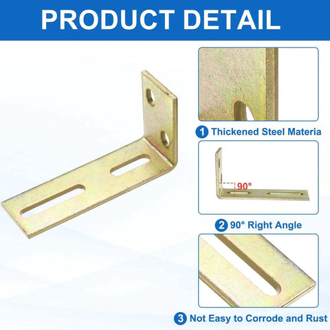 Two Adjustable L Brackets For Sliding Doors With Guide Roller Mounts, Thickened Steel Construction With Galvanized Finish