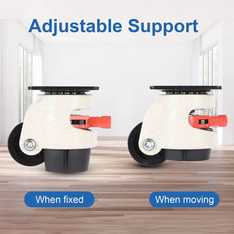 Adjustable Leveling Casters Heavy Duty with Upgraded Ratchet Handle Design, 360 Degree Swivel Castor Wheels for Workbench, 4 Pack