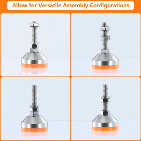 Heavy Duty Adjustable Leveling Feet With 2000 Lb Capacity, Stainless Steel Base And Anti Slip Nylon Pad, M10 Thread