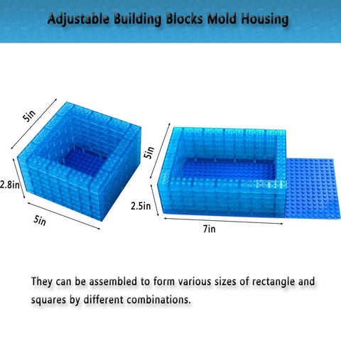 Adjustable Demolding Block Mold Housing Set showing blue 5x10 inch base with modular assembly for silicone molds making.