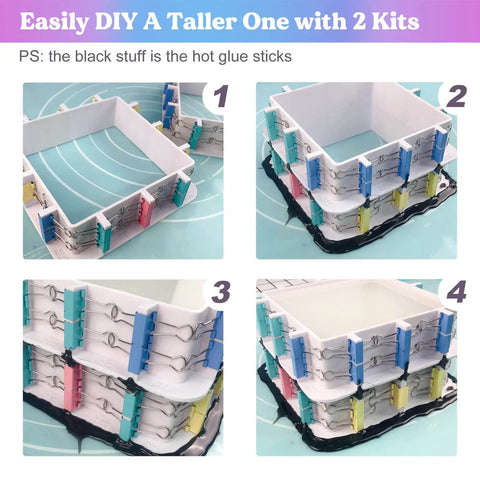 Adjustable Pro Grade Mold Housing Kit with corners, centerpieces, binder clips, ABS plastic frame for silicone molds making, not for resin use.