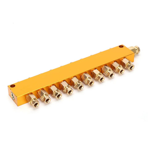 Adjustable Oil Distributor With One Inlet Ten Outlet Stainless Steel Lubrication System for CNC Machine Tools front view