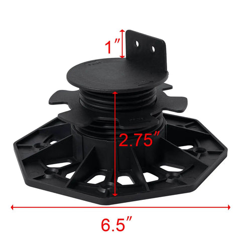24 Pack Adjustable Plastic Pedestal Paver Supports For Decking And Floor Elevation With Unilateral Keel Slot Easy Screw Fix