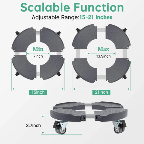 Round Dolly with Wheels Heavy Duty, adjustable pot dolly 15-21 inches, scalable function for indoor outdoor use, rolling dolly