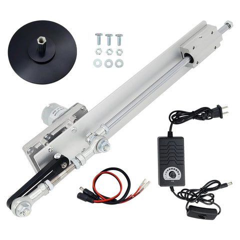 JQDML 24V reciprocating linear actuator, 150 mm stroke, aluminum body with suction cup mount and speed controller