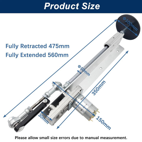 JQDML reciprocating linear actuator with suction cup, Amazon brand, 24V DC motor, telescoping rail.