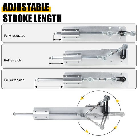 Reciprocating cycle linear actuator by Amazon, DC 24V, adjustable stroke 2-8 cm, silver with rocker arm controller