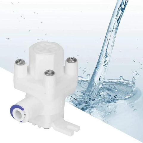 Pressure Reducing Valve For Reverse Osmosis Systems With One Quarter Inch Quick Fitting Easy Install Water Regulator in white PP.