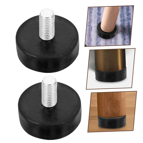 Improve stability and curb noise with adjustable rubber feet levelers for furniture, cabinets, and machines; anti-slip design shown in use.