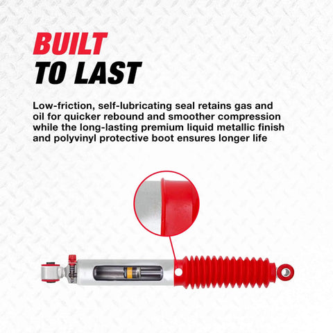 RS9000XL Adjustable Suspension Shock Absorber For Ford F150 2004 Through 2019 And Lincoln Mark LT with red boot detail