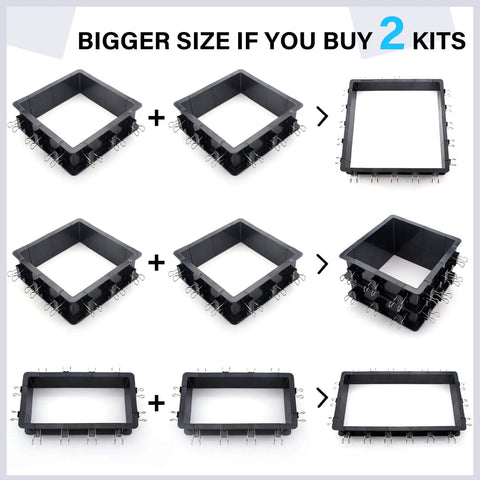 Two Adjustable Silicone Mold Housing Kits combined for larger mold size providing flexible DIY resin, soap, and candle mold making.