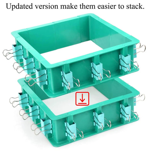 Stacked adjustable mold housing kit for silicone molds, featuring a leak-proof plastic frame with clips for DIY resin and soap projects.