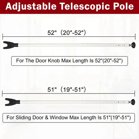 Three Pack Adjustable Sliding Door Lock Bar With Removable Y Head And Non Slip Base, Length Adjustable 19-52 inches