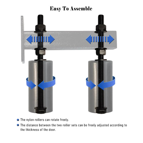 Sliding Gate Rollers And Guide Kit With Four Inch Nylon Wheel Heavy Duty Steel Bracket For Sliding And Rolling Gates Adjustable Bracket Opens Up To Five Point Seven Inches Provides Smooth Quiet Operation And Durable Rust Resistant Construction adjustable steel bracket and rollers.