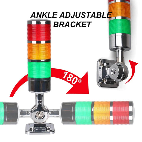 12-24V LED Stack Tower Light For Industrial Warning Andon Status, Column Signal Beacon, Ankle Adjustable Bracket, 1 Layer
