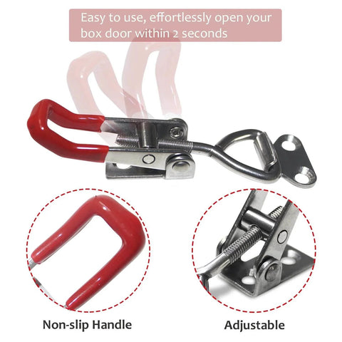 2 Pack Toggle Latch Clamp 4001 Adjustable 304 Stainless Steel pull hasp with red handle for secure latching