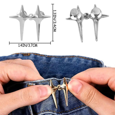 8 Sets Adjustable Star Button Pant Waist Tightener For Jeans And Skirts No Sew No Tools Detachable Decorative Waist Buckles