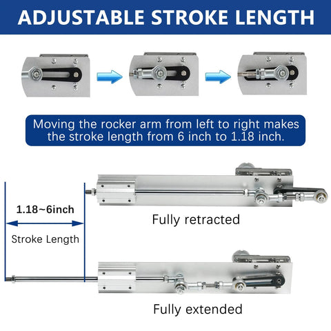 JQDML 24V telescoping linear actuator; side view, 30–150 mm stroke, 160 rpm.