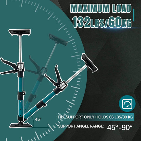 ✝️ Adjustable Support Pole, Cabinet Jacks for Installing Cabinets showing maximum load capacity of 132 LB with range 13.8'' to 24.6''