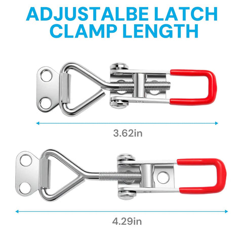 Heavy duty toggle latch clamps provide secure, adjustable quick release locking for smoker lids, tool boxes, size comparison.