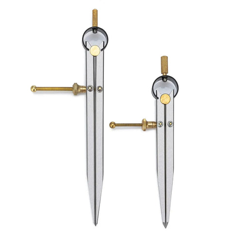 Adjustable Lockable Spring Wing Divider Calipers Set Includes 6 Inch and 8 Inch Steel Leather Compass Creaser for Woodworking Metalworking
