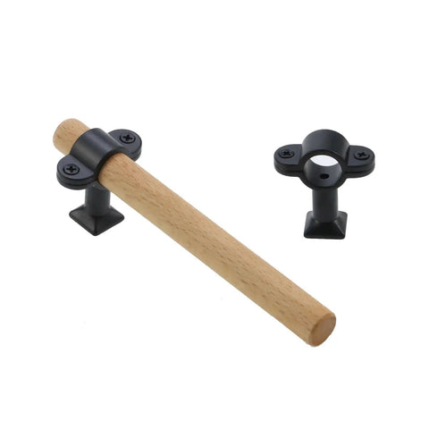 Adjustable Wood Cabinet Handles Set Of 4 With Screws For Drawers And Wardrobes, black zinc alloy base, side view