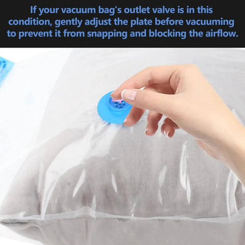 Person adjusting vacuum storage bag valve for Electric Pump For Vacuum Storage Bags And Vacuum Sealer Bags Portable Air Pump For Quick Air Removal From Various Bags Black