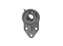 Front view of 1-1/4 in (31.75 mm) Kanigen Accu-Loc RF stainless steel single-row ball bearing with concentric locking collar, 3-bolt flange mount for industry.