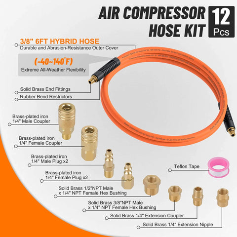 Compressor Extension Cords Must Have Pro Grade 12 Piece Air Compressor Accessorie...