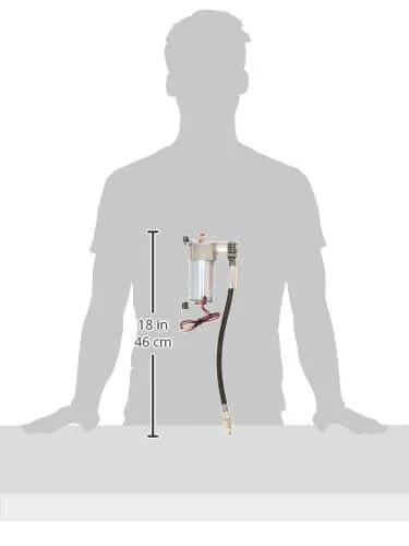 Air Lift 16092 Air Compressor System shown with height measurement against human silhouette for scale reference.