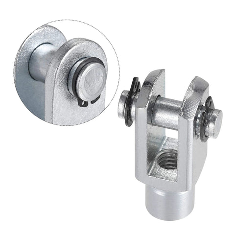 Close-up of Air Cylinder Rod Clevis End 33mm Length M6x1 Female Thread Y Connector 2pcs showing alloy construction and threading.