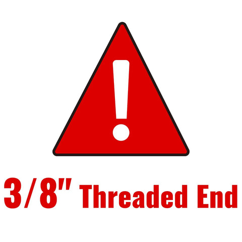 Warning sign indicating 3/8" threaded end for air hose fittings, related to 2 Pack 3/8 Inch Female NPT Air Hose Fittings Brass 3/8 FNPT To 1/4 Flow Hole M-Style Pneumatic Quick Connect Couplers Heavy Duty Air Fittings For Tools And Compressors With 6 Ball Bearings Secure Lock No Fuss Setup.
