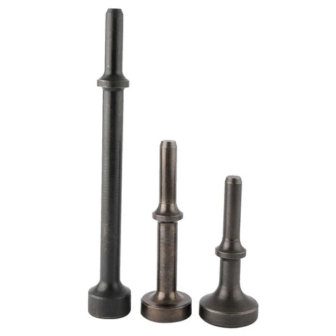 Three alloy steel pneumatic chisel bits from an air hammer bit set four piece including three 0.401 inch shank for versatile bodywork.