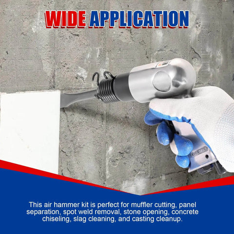 Beefy 150mm Air Hammer Kit With 4500 BPM Short Barrel Pneumatic Hammer in use on masonry wall