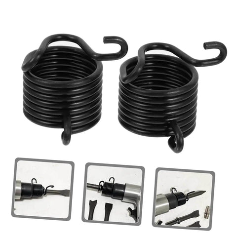 6 Pcs Air Hammer Spring Retainer Set for pneumatic chisels, heavy-duty alloy steel shown in close-up and installed view