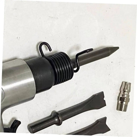 Close-up of 6 Pcs Air Hammer Spring Retainer Set For Pneumatic Chisels On The Job Heavy Duty Alloy Steel Air Tool Accessories.