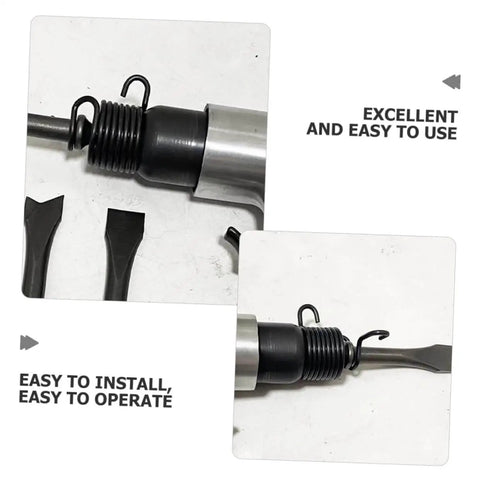 6 Pcs Air Hammer Spring Retainer Set For Pneumatic Chisels On The Job Heavy Duty Alloy Steel with chisel bits shown installed