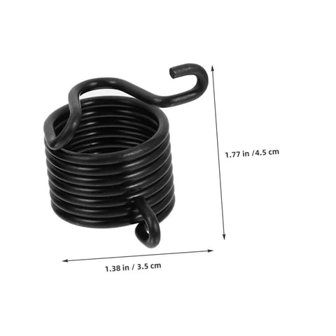 Black coiled spring retainer for pneumatic chisels, showing dimensions, part of 6 Pcs Air Hammer Spring Retainer Set For Pneumatic Chisels On The Job Heavy Duty Alloy Steel Air Tool Accessories For Concrete Breaking Digging And Chipping Provides Secure Grip And Consistent Tension For Efficient Energy Transfer.