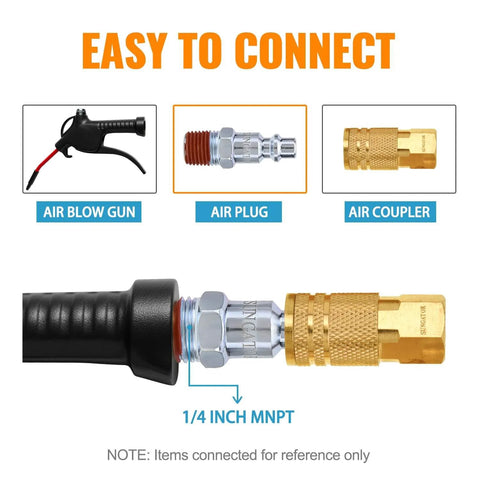 25 Pack 1/4 Inch NPT Air Hose Fittings Kit With 1/4 Inch Male Quick Connect Plugs For Compressor And Auto Shop installed