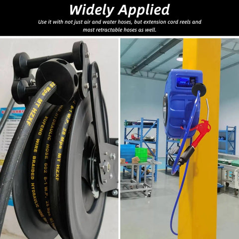 Air Hose Reel Rubber Bumpers Set Two Pack For Three Eighths Inch Reels, Spring Driven Auto Rewind, Adjustable Ball Stopper Replacement Parts, Includes Screws And Nuts For Tight Mounting