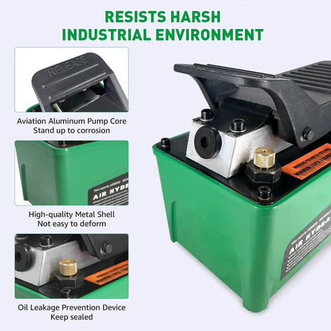 Powerful 10,000 PSI Air Hydraulic Pump with 1.6L Reservoir and Foot Pedal, Three Eighths NPT Oil Outlet, One Quarter Inlet